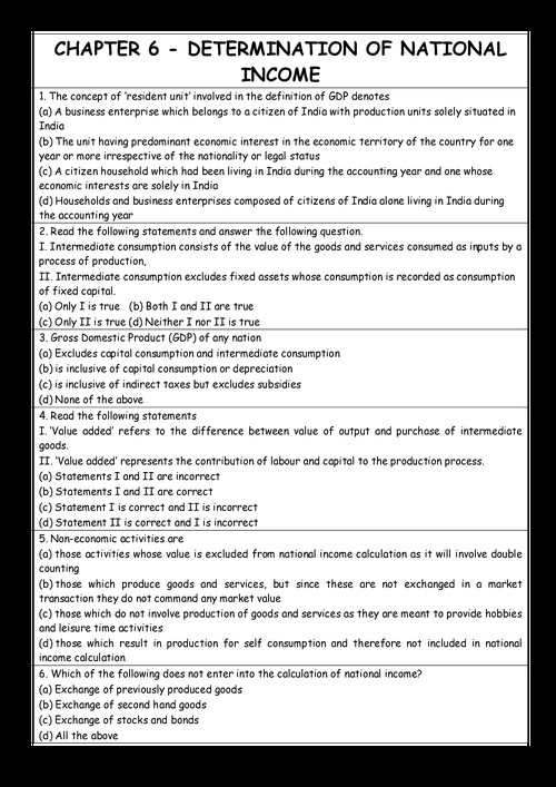 Economics ch 6 may 2025 most expected 100 mcqs by Aaditya sharma 
