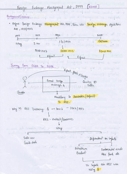 FEMA Handwritten Notes By Arjun Chabbra Sir 