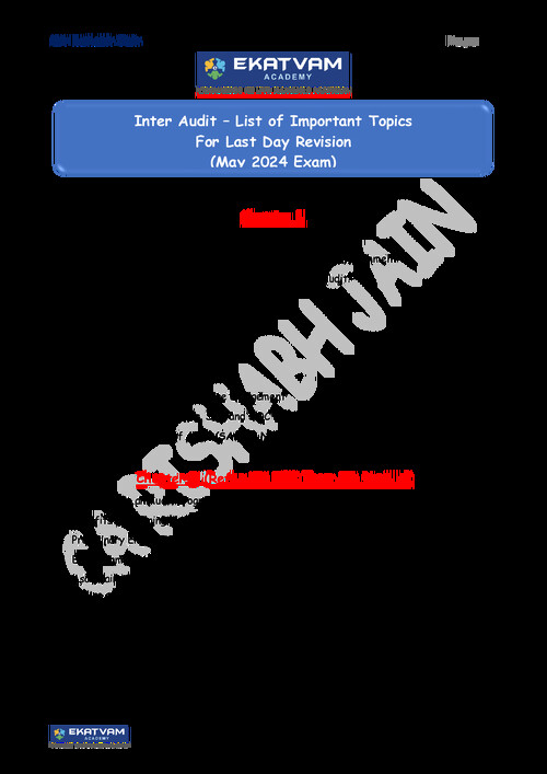 Inter Audit – List of Important Topics 
For Last Day Revision By CA Rishabh Jain 