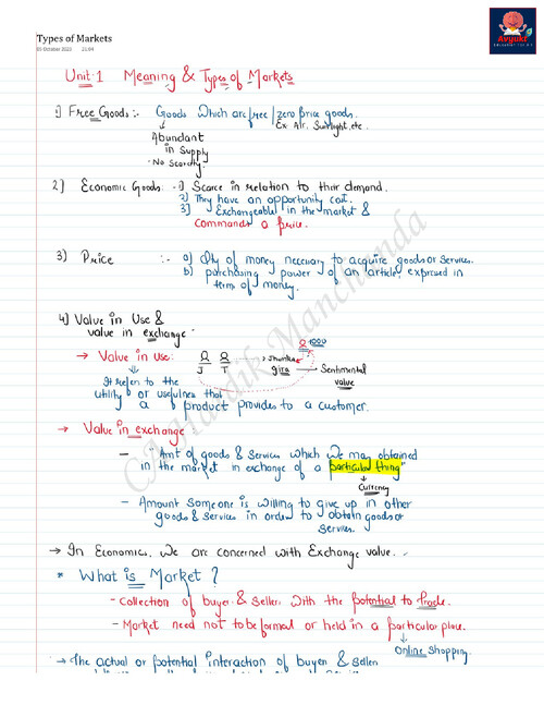 CA Hardik Sir Business Economics Chapter (4) Unit (1) Notes