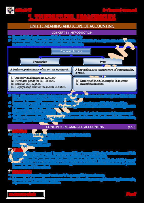 Accounts chapter 1 theoretical framework notes