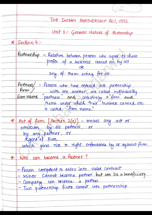 The Indian Partnership Act 1932 Notes by Ca Archana Agarwal 