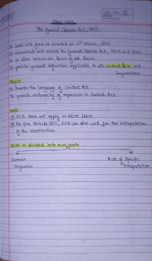 The GCA 1897 handwritten and detailed notes