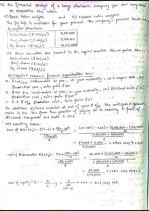 CA Inter Paper 6A - FM
Problems on WACC - 2 (continuation)