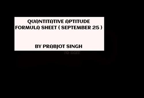 QUANTITATIVE APTITUDE FORMULA SHEET 