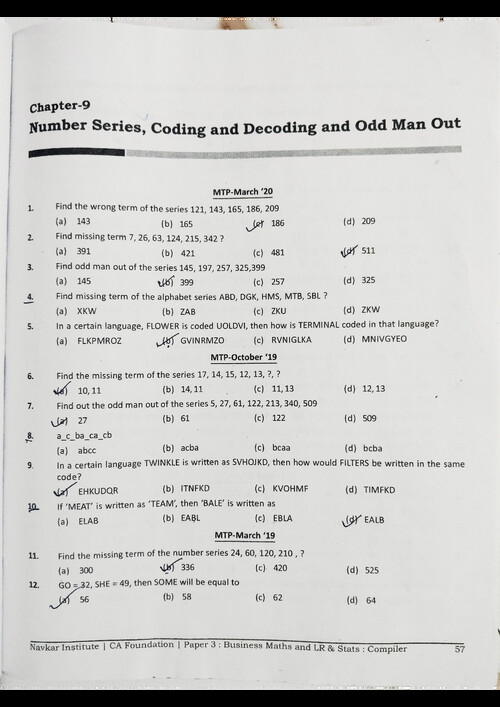 QA whole logical reasoning past year mtps practice questions with answer key 