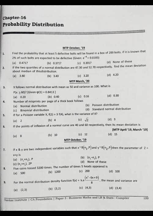 QA probability distribution past year mtp practice questions with answer key 
