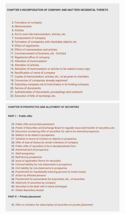 Law section list