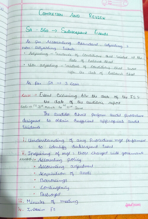 Ca inter 
Audit and ethics 
Chapter 7 completion and review 