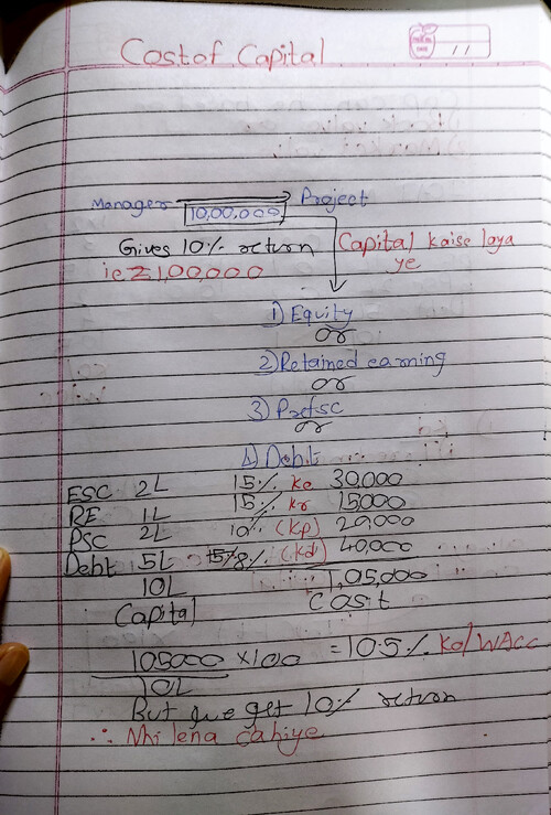 Cost of capital formula and imp sums 