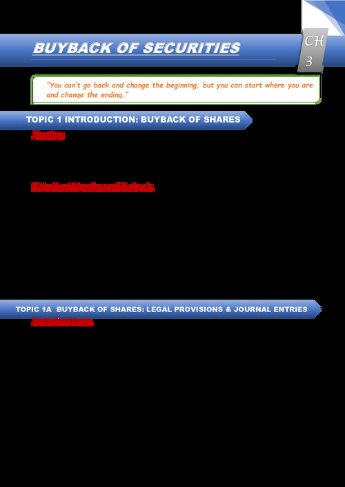 PW Nitin gheol sir. ' Advanced Accounts ' 
  Chp : Buy back of Securities... Detailed notes with solution 
