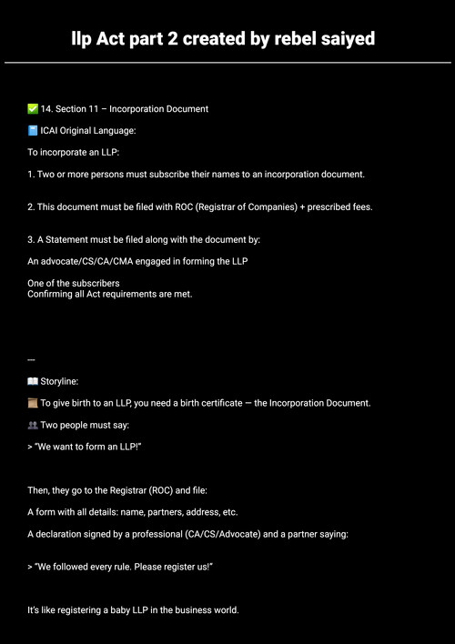 Llp Act part 2

I can include:

ICAI Original Definitions

Story-style explanation

Tricks & memory keys

