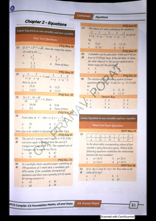 Quantitative aptitude ch 1 to 8 chapter wise pyqs by CA Pranav popat sir 
