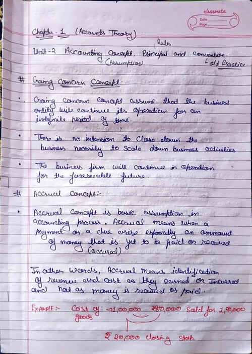 Unit 2: all  accounting concepts, principles and convention (ACCOUNT THEORY)