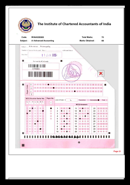 Air1 answersheet Advanced Accounting 
