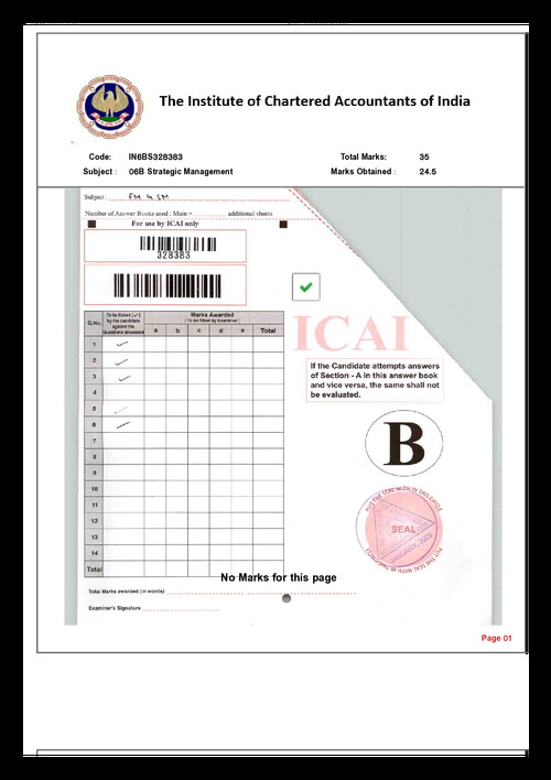 Ca inter Air1 Strategic Management Answer sheet 