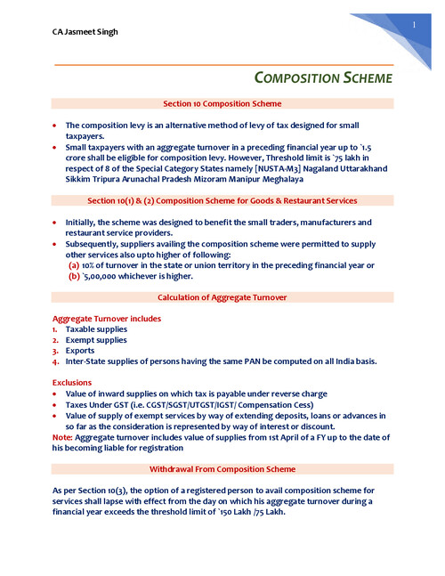 GST Marathon Notes With latest Amendment(Part 2) by CA Jasmeet Singh