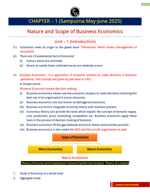 Chapter 1 
Nature and scope of business economics 
Notes