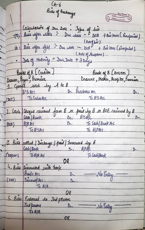 Ch 5 Depreciation and Ch 6 Bills of exchange BOE Notes