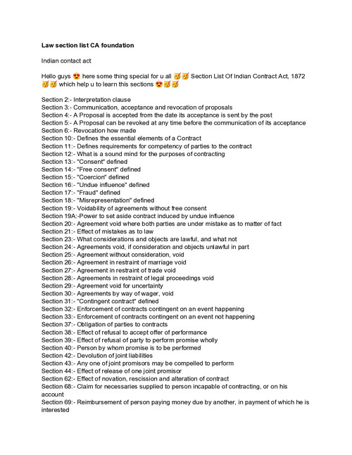 Law all sections list