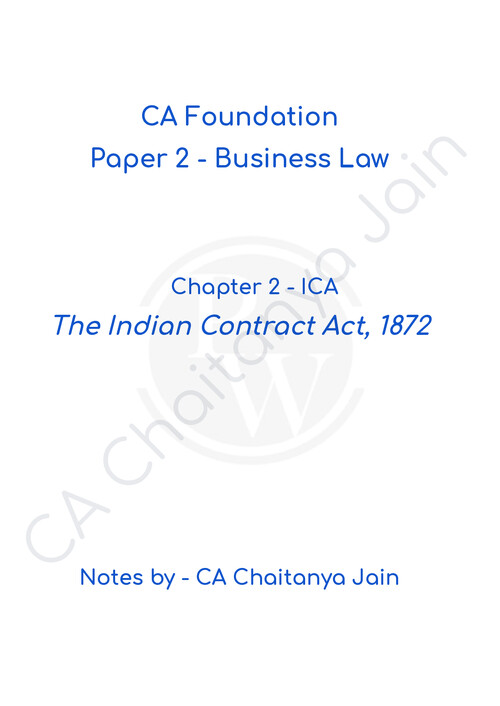 The Indian Contract Act 1872 
CJ SIR NOTES 
UNIT 1