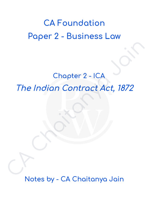 The Indian Contract Act 1872
CJ SIR NOTES
UNIT 2 CONSIDERATION