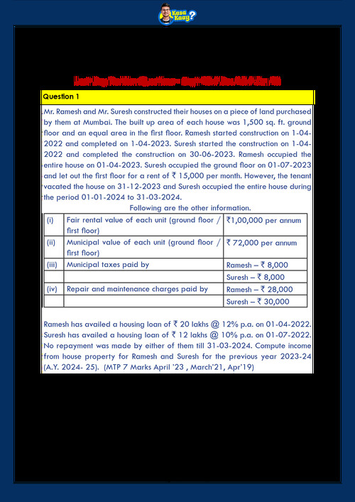 DT- House Property LDR Questions by CA Amit Mahajan Sir.