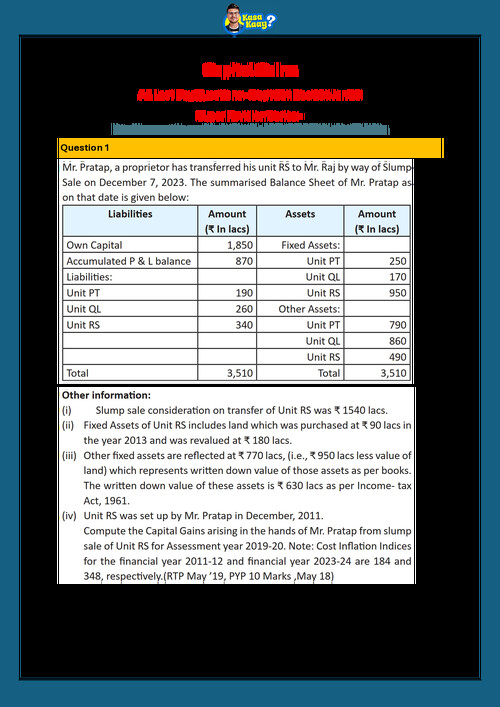 Capital Gains LDR Questions by CA Amit Mahajan Sir.