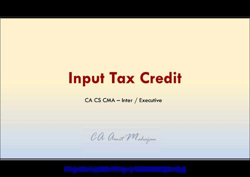 ITC Printed notes by CA Amit Mahajan Sir.
