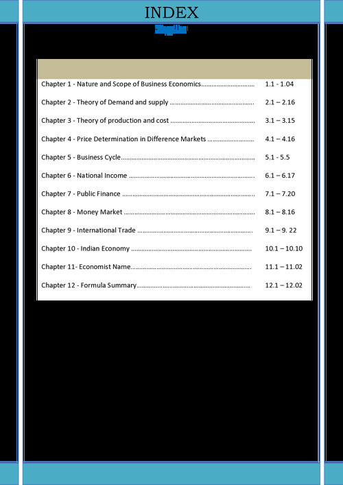 CA  FOUNDATION  BUSINESS ECONOMICS  REVISION NOTES (150 PAGES) BY CA ADITYA SHARMA.