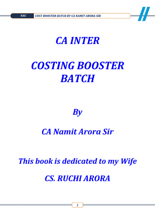 Cost Booster Batch Questions - Namit Arora Sir