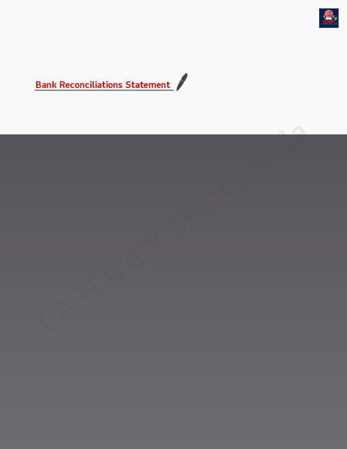 CA FOUNDATION ACCOUNTS 
BANK RECONCILIATION STATEMENT 