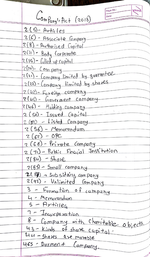 Ca foundation Companies Act notes