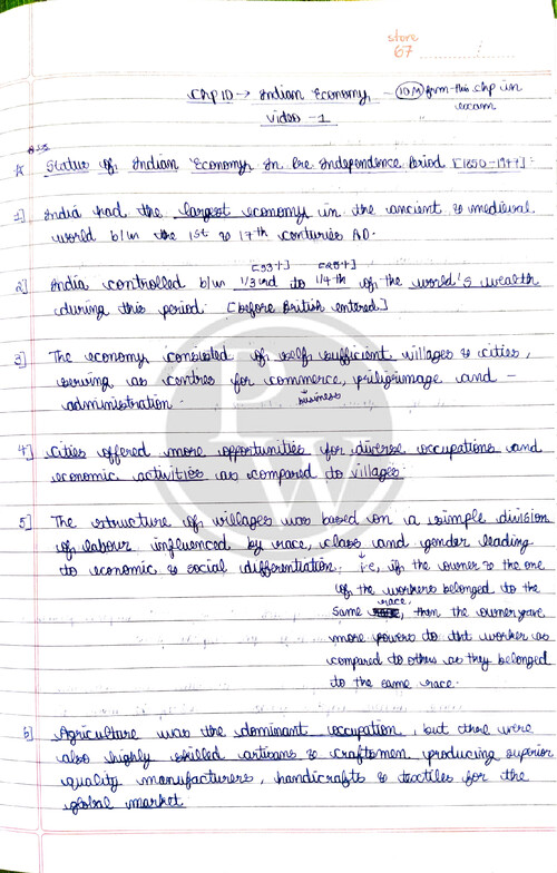 Indian Economy Hand written notes by love kaushik sir
