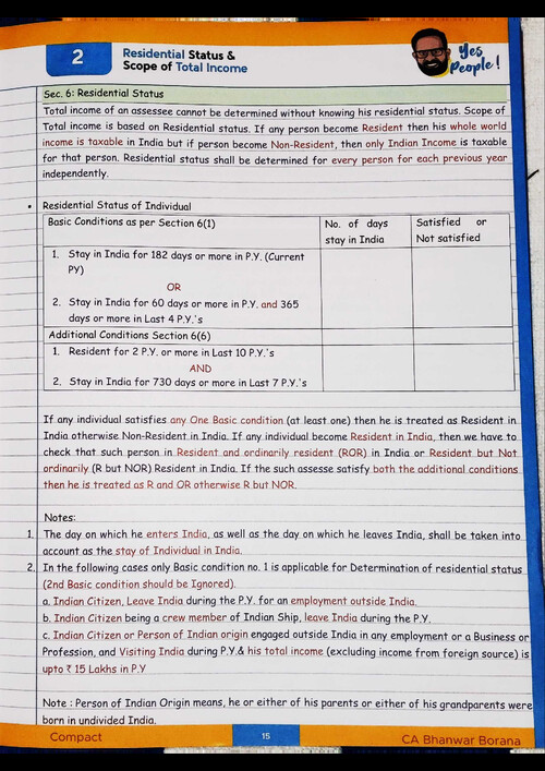 Residential Status and Scope of Total Income Compact (by BB Sir) for May 26.