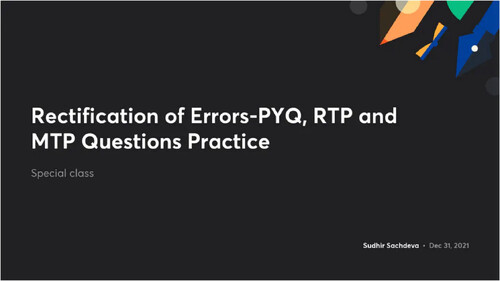 Rectification of Errors - Question Bank