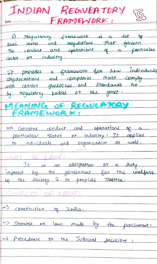 Notes for Indian regulatory framework
Every concept explained
Perfect for revision