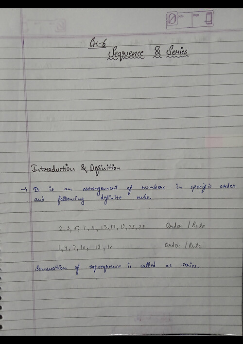 Handwritten notes of ch-6 Sequence & Series 