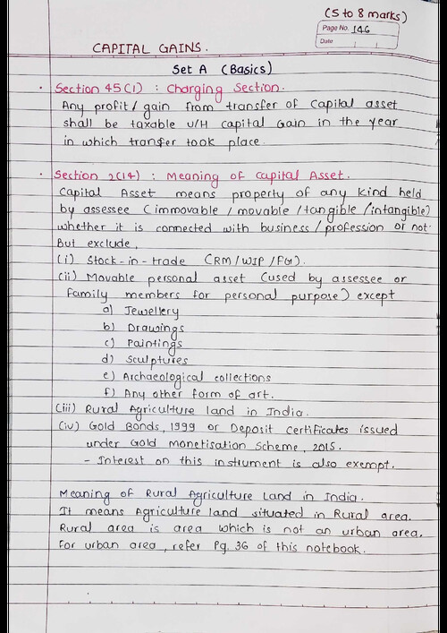 Capital Gains Handwritten notes (By BB Sir) for May 26.