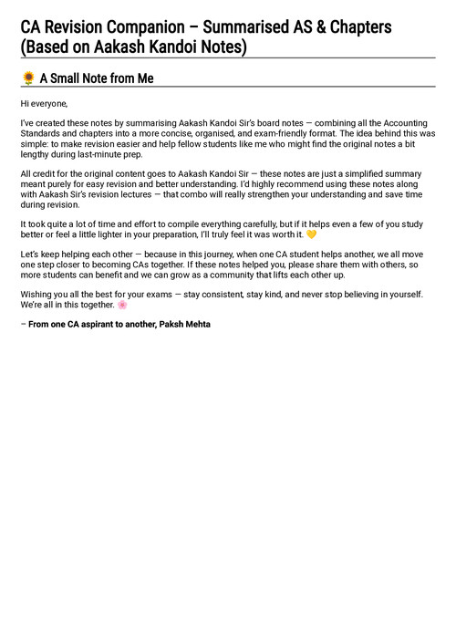 CA REVISION COMPANION
Summarised Aakash kandoi board notes 
