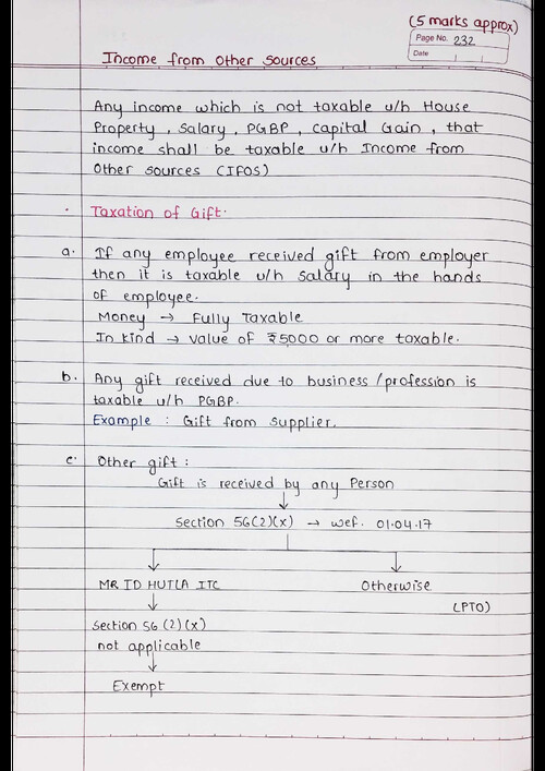Income from Other Sources Handwritten notes by BB Sir for May 26 