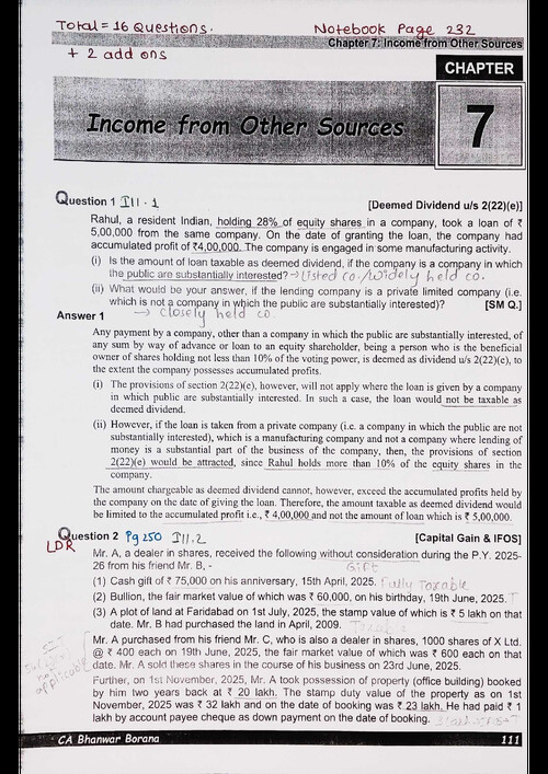 Income from Other Sources Question Book by BB Sir for May 26 