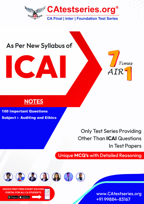 Auditing 100 Important Questions - CA Test Series 
Must do Questions for Exams!!
