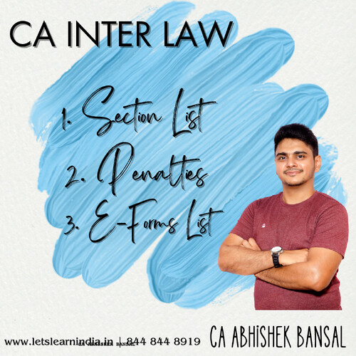 Corporate Law - Handwritten Notes 
All Sections List, Penalties & E- Form No