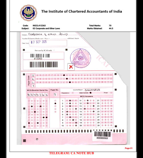 CA INTERMEDIATE
AIR HOLDER'S CERTIFIED COPIES
CERTIFIED COPIES OF AIR 1 — NEHA KHANWANI FOR SEPTEMBER, 2025 Paper 2 Corporate and Other Laws