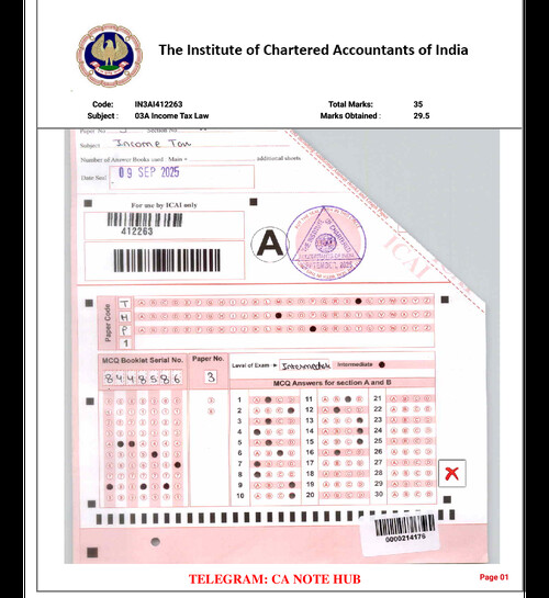 CA INTERMEDIATE
AIR HOLDER'S CERTIFIED COPIES
CERTIFIED COPIES OF AIR 1 — NEHA KHANWANI FOR SEPTEMBER, 2025.  Paper 3A Income Tax 