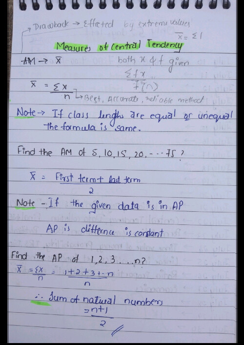 Measures of central tendency and dispersion (QA) short n perfect notes and formula 