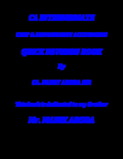 Costing Quick Revision Book - Namit Arora 
Best Last minute Revision Notes !!