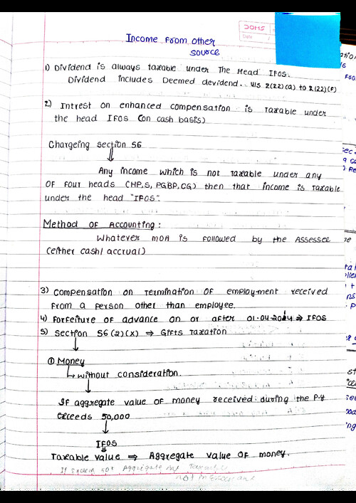 Income tax : INCOME FROM OTHER SOURCES 