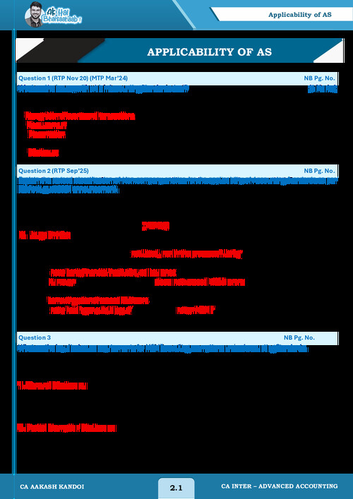 Applicability of AS Question Bank by CA Aakash Kandoi Sir (latest).